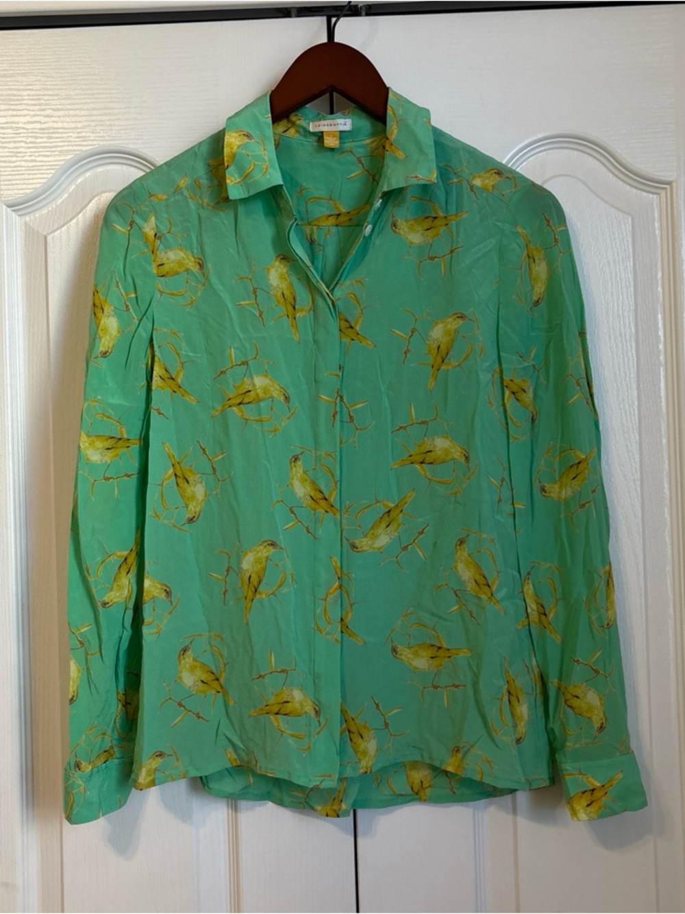 Anthropologie Leifsdottir Silk Bird Seaside Blouse Shirt Top Songbird sz 0